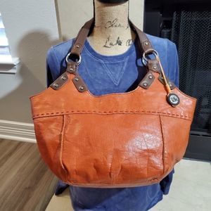 The Sak Orange Leather Hobo with Brown Handles